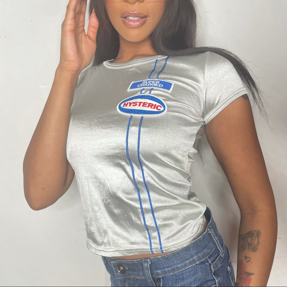 Hysteric Glamour Super Charged Silver Baby Tee